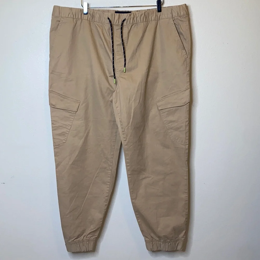 Edgar Ash Men Tan Drawstring Elastic Comfort Waist Stretch Running Joggers XL - Picture 1 of 6